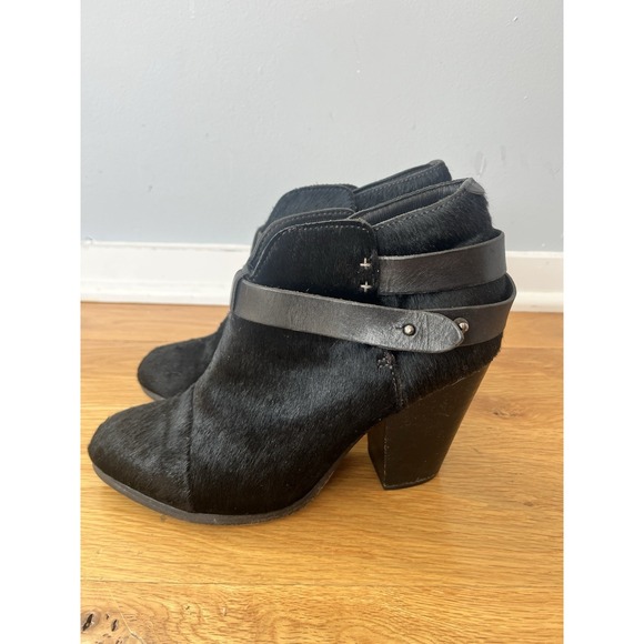 Rag & Bone Harrow Western BLACK Calf Hair Ankle Bootie Heeled Size 8.5 - Picture 3 of 6